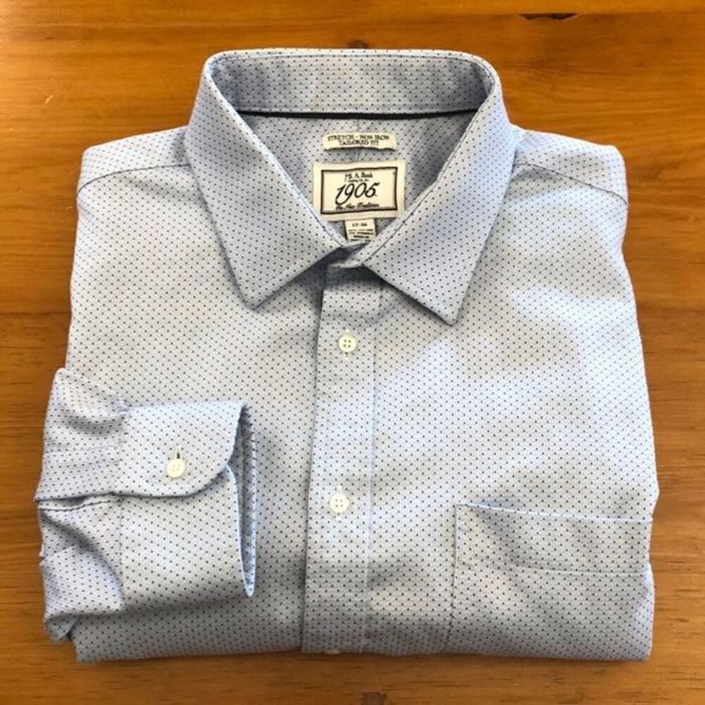 JoS.A.Bank Textured Blue Dot Button Down Dress Shirt